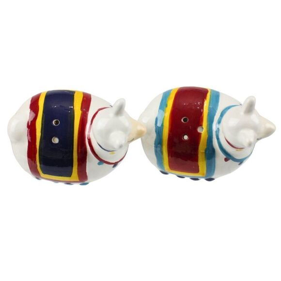Peruvian Llamas Salt and Pepper Shakers Ceramic Cottagecore Kitsch Colorful - Picture 5 of 6